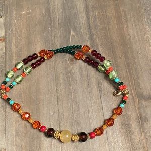 Three strand multicolored beaded bracelet
